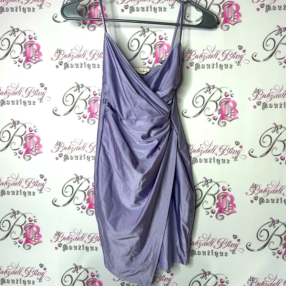 Silver tree dress Elegant Lavender Draped Dress stunning shimmer fabric shiny